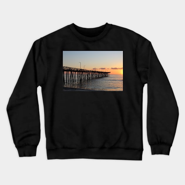 Virginia Beach Pier at Sunrise Crewneck Sweatshirt by Sandraartist